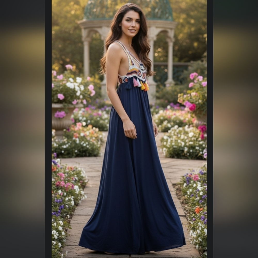 🌟NWT  Charlie O by Kinnucan's Crochet Colorful Maxi